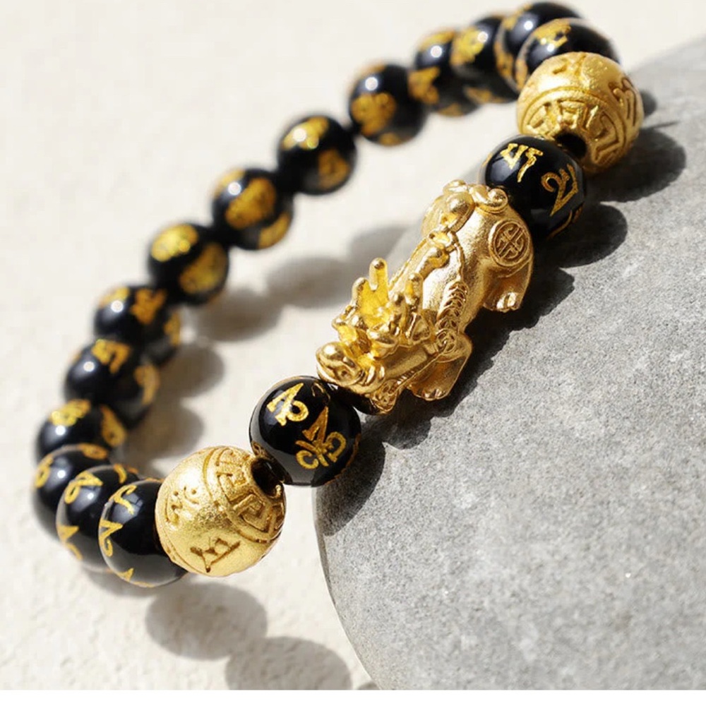 Buddha Stones FengShui PiXiu Obsidian Wealth Bracelet - Feng Shui Pixiu Obsidian